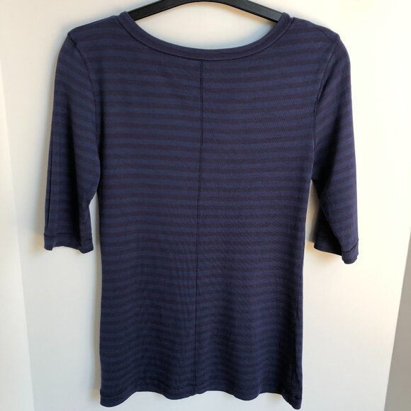 Free People Casual Stripped Scoop Neck 1/2 Sleeve Top Blue Size XS - Picture 4 of 9